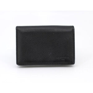 A5 Le Tanneur France Black Pebbled Leather Bifold Credit & Business Card Wallet